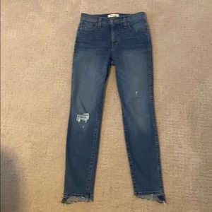 Madewell Mid Rise Skinny Ripped Light Wash Jeans